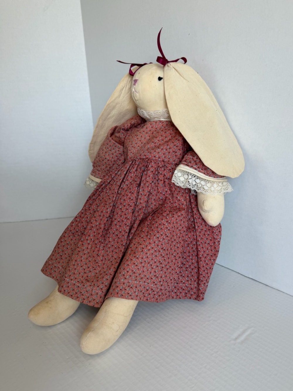 Vintage, Handmade, Primitive-Style Cloth Bunny Rabbit Doll